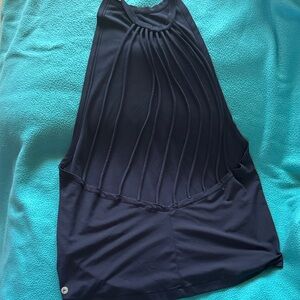 Navy blue Sleeveless Top with Pleated Design. Great for a nice sleek workout.